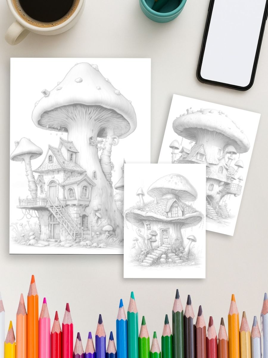 Mushroom Cottage Magic – 75 Whimsical House Pages - Image 4